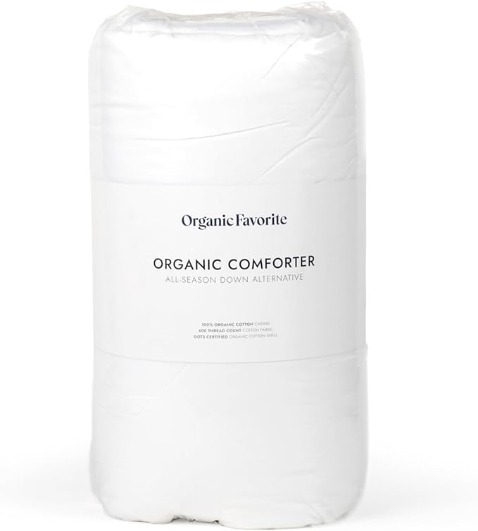 100% Organic Cotton Comforter/Duvet Insert, All-Season, Hypoallergenic, Luxurious Down Alternative, 400 Thread Count, Box-Stitch - King Size, White