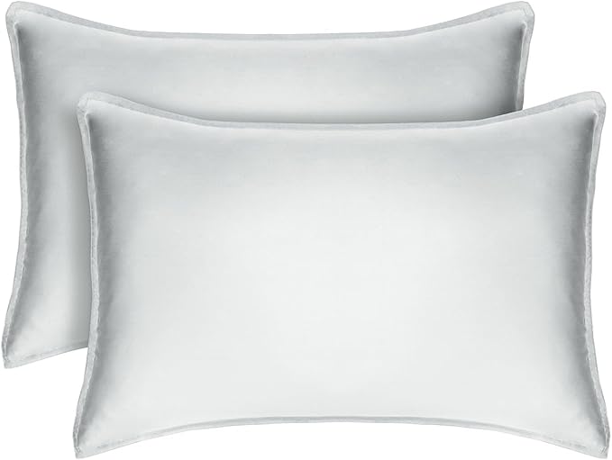 Tafts Pillow Cases King Size - Pure 100% Viscose Derived from Bamboo Luxuriously Soft, Silky, Cooling, Double Stitched, Envelope Closure (2 Pillowcases, Light Grey)