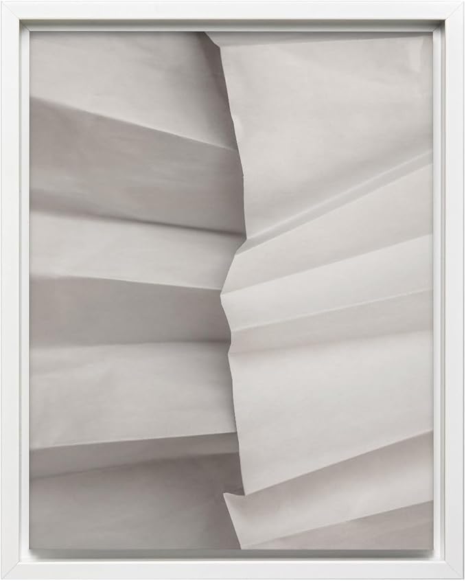 Monem Art Minimalist Folded Paper Texture Print - Neutral Abstract Modern Art Poster - Wall Decor for Living Room, Bedroom or Office - 24x32 White Framed CANVAS Wall Art by Mareike Bohmer