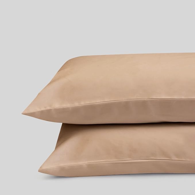 FABDREAMS 100% Organic Cotton Standard Queen Pillowcases | 400 Thread Count | Luxury Hotel Collection |GOTS Certified Long Staple Cotton|Smoother Than Egyptian Cotton|Set of 2-20" x 30"|Taupe