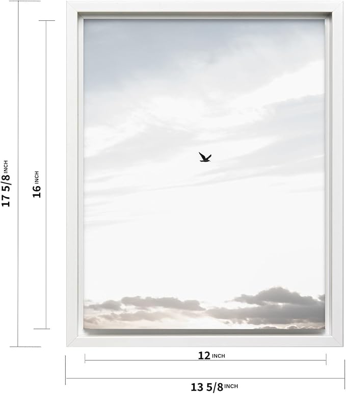 Monem Art Minimalist Bird in Sky Photography Print - Moody Nordic Landscape Art Poster - Wall Decor for Living Room, Bedroom or Office - 12x16 White Framed CANVAS Wall Art by Mareike Bohmer