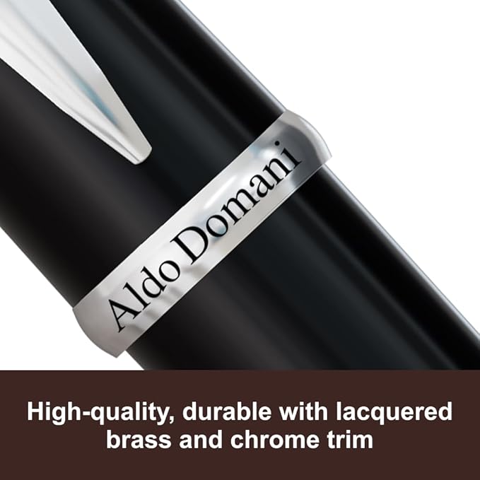 Monteverde USA Aldo Domani Fountain Pen Black - Broad Nib - Luxury Writing Pen - JoWo Stainless Steel Nib - Smooth Ink Flow - Refillable - Gift Box Included
