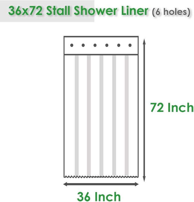 36x72 Shower Curtain Liner, Water Repellent Small White Fabric Cloth Shower Curtain Sets for Spa Hotel, Machine Washable, Odorless, Stall Size