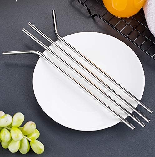 Set of 48 Stainless Steel Metal Straws 8.5'' Reusable Drinking Straws For 20oz Tumblers Yeti 6mm Diameter (48 Straight ) Silver