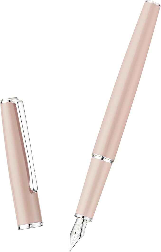 Hongdian 920S Fountain Pen Pink Meta, Steel Fine Point Classic Pen with Ink Converter