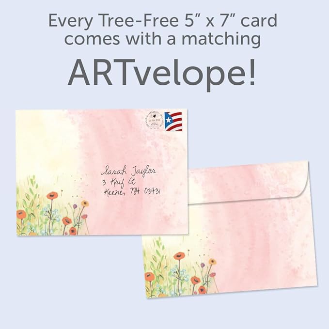 Tree-Free Greetings - Birthday Cards - Artful Designs - 1 Card + Matching Envelope - Made in USA - 100% Recycled Paper - 5"x7" - Summer Joy (GO65470)