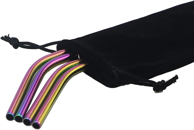 Stainless Steel Straws 8.5" - 4 Pack - Multicolor - Eco-Friendly - Durable & Versatile - Easy to Clean - Portable Idea