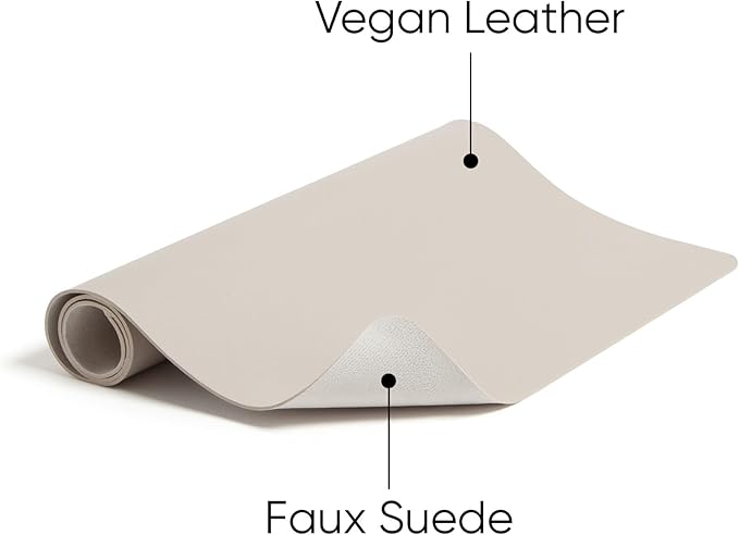 Smead Desk Pad, Vegan Leather Desk Mat with Non-Slip Faux Suede Backing, Perfect Desk Organizer for Office Decor, 36” x 17” Large, Sandstone (64826)