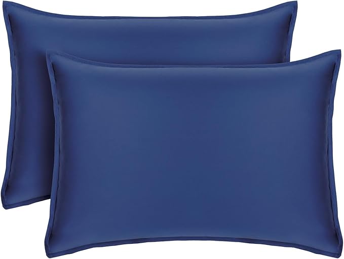 Tafts Pillow Cases Queen Size - Pure 100% Viscose Derived from Bamboo Luxuriously Soft, Silky, Cooling, Double Stitched, Envelope Closure (2 Pillowcases, Navy Blue)
