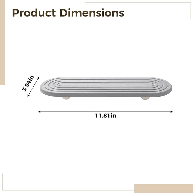 Sink Caddy Diatomaceous Earth - 11.8 X 3.9 in Tray, Stone Drying Mat, Absorbing Soap Dish