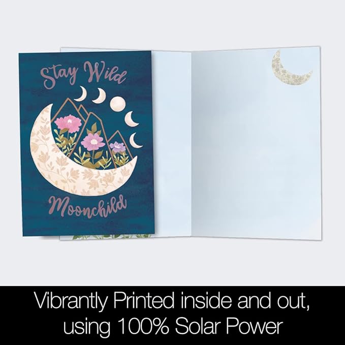 Tree-Free Greetings - All Occasion Cards - Artful Designs - 12 Cards + White Envelopes - Made in USA - 100% Recycled Paper - 4"x6" - Stay Wild Moonchild (FS54558)