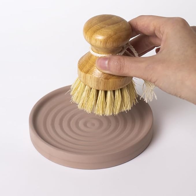Selegna Diatomite Round Soap Dish & Soap Holder, Quick-Dry Drying Stone Bar Soap Tray with Ripple Pattern, Water-Absorbing Diatomaceous Earth Vanity Tray for Bathroom & Kitchen Countertop