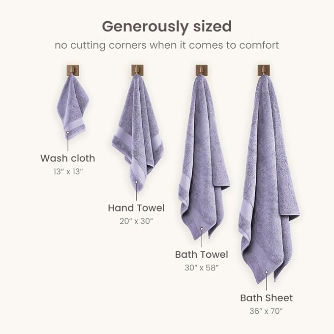 BIOWEAVES 100% Organic Cotton Bath Sheet Set of 2 | Soft Oversized Bath Towels | 700 GSM Premium Bath Towel Sheet Set GOTS Certified - Lavender