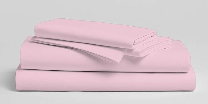 Organic Cotton Bed Sheets Set - 400TC Split Cal King Size Ultra Pink - 5 Piece Bedding - 100% GOTS Certified, Soft Silky Shiny, Luxury Finish Bedsheets - Fits 18" Deep Pocket Mattress
