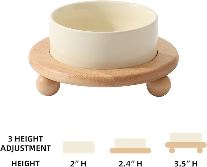 Havniva Raised Cat Bowls Water Bowl 5.1” Elevated Ceramic Cat Food and Water Bowl Whisker Friendly Pet Food Bowls for Indoor Cats, Wide Cat Water Dish Prevent Whisker Fatigue Non Slip Cat Feeder