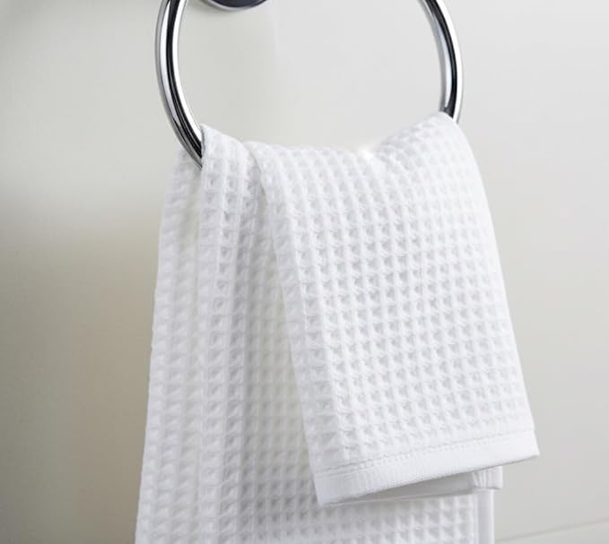 DEMMEX Organic Cotton Waffle Turkish Hand Towels for Bathroom & Kitchen, Large 20x30 in, 100% Oeko-TEX Certified Ultra Soft Turkish Cotton, Lightweight Quick Dry Waffle Weave, Set 2 (Crisp White)