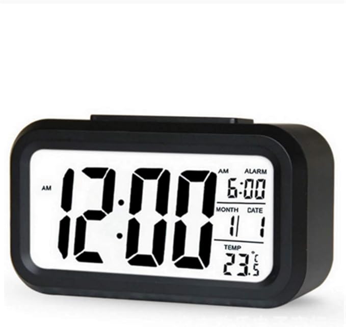 TXY LED Digital Alarm Clock Backlight Snooze Mute Calendar Desktop Electronic Bcaklight Table Clocks Desktop Clock (Black)
