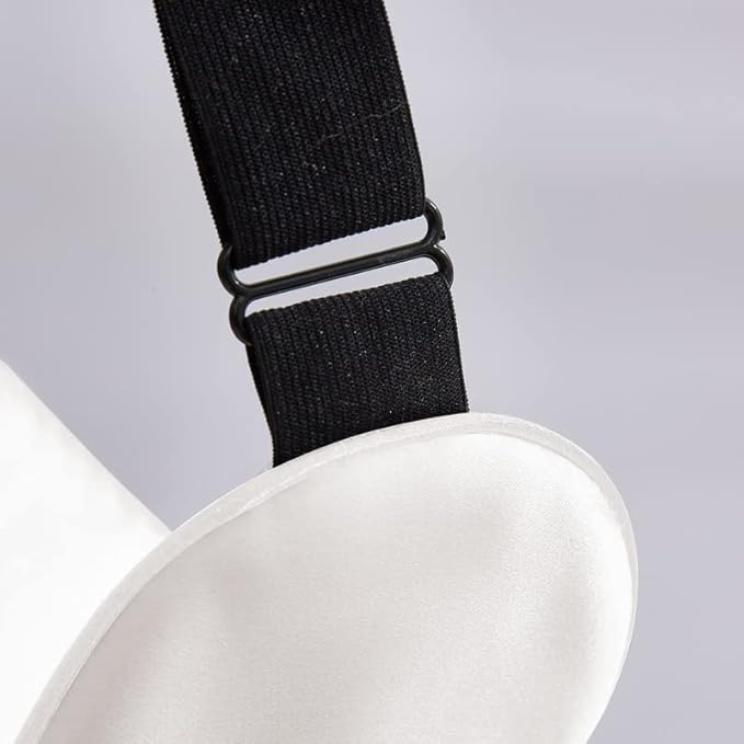 THXSILK Sleep Mask 100% 19 Momme Pure Mulberry Silk Super Smooth Cooling Sleep Eye Mask Blackout for Women/Man/Kids Eye Cover with Wide Head Strap Good Night Sleep Comfortable Travel and Nap, White