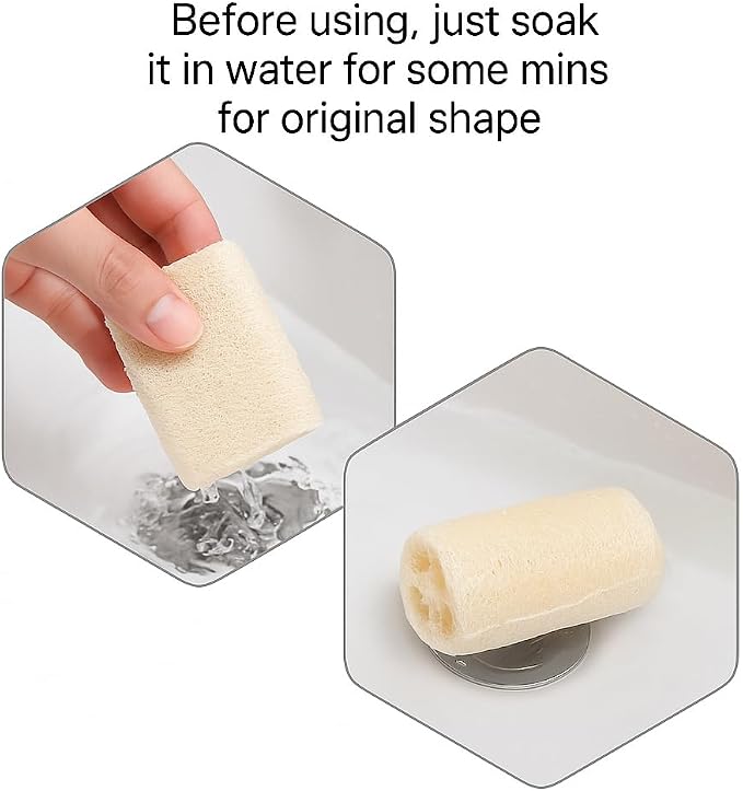 Loofah Body Scrubber Sponge 5-Pack - Natural Exfoliating Sponges for Bath & Shower, Biodegradable Luffa for Smooth & Glowing Skin, Spa Gift Set, Dye-Free, Vegan