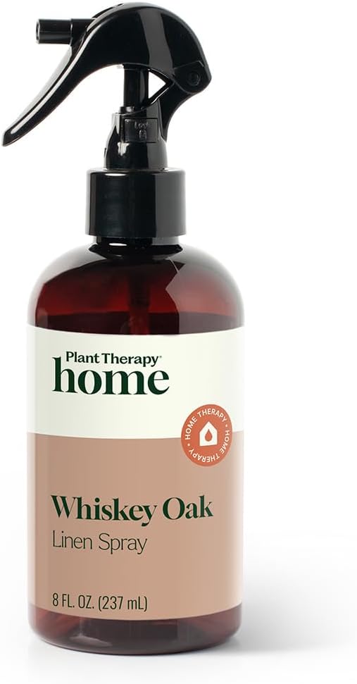 Plant Therapy Home Whiskey Oak Linen Spray, Exotic & Rich Woody Aroma with Hints of Vanilla, Evokes a Sense of Cozy Elegance, Perfect Scent to Cuddle up With, Natural Fragrance 8 oz