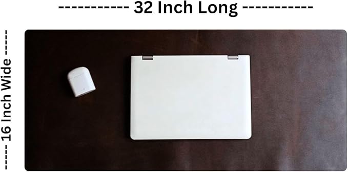 Premium Full Grain Genuine Leather Desk Mat Large with Leather Wallet, Rustic Brown, 32L x 16W inch