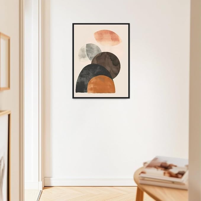 Moonow7 Modern Abstract Neutral Boho Geometric Print, Terracotta and Earth Tones Wall Art for Living Room, Bedroom, Entryway, and Office, Oversized Poster, Unframed Size 24x36” / 60x90 cm