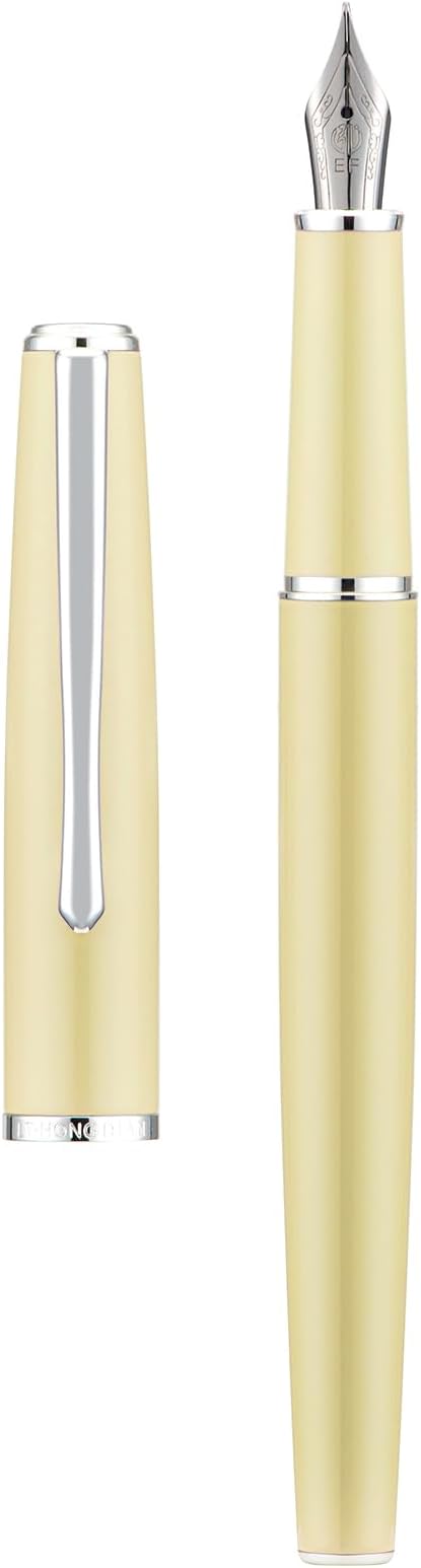 Hongdian 920S Fountain Pen Yellow Metal Office Pen, Iridium Extra Fine Nib Classic Pen with Ink Converter