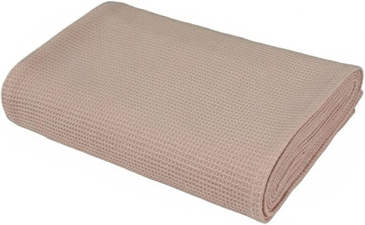 Waffle Bath Towel, 30.5x58 INCHES, 100% Natural Organic Cotton, GOTS Certified Super ABSORBANT & Quick Dry, NO SOFTENERS, Environment Friendly (Pearl Blush)