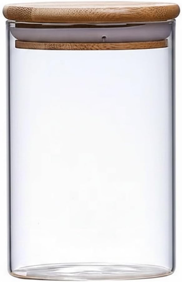 Borosilicate Glass Storage Jars with Bamboo Lids, Clear Kitchen Canisters for Pantry Organization of Dry Goods, Coffee, Tea, and Grains
