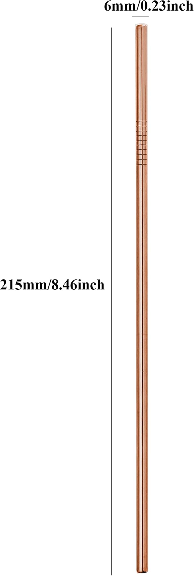 Rose Gold Metal Straws 100Pcs.Bulk Order Stainless Steel Straws 8.5'' x6mm Drinking Straws Reusable for 20/30Oz for Yeti RTIC SIC Ozark Trail Tumbler (8.5" Long, Rose Gold-100pcs Straight)