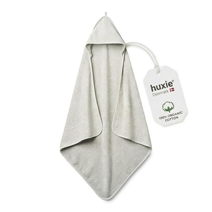 Hooded Baby Towels – 100% Organic Cotton Baby Bath Towels – Baby Boy Newborn Essentials - Super-Soft and Absorbent. (Pearl Grey)