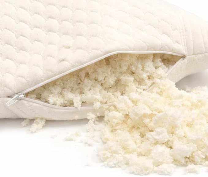 ORGANIC TEXTILES 100% Handmade Organic Shredded Latex Bed Pillow with Organic Cotton Removable Cover - (Standard, Pack of 1)
