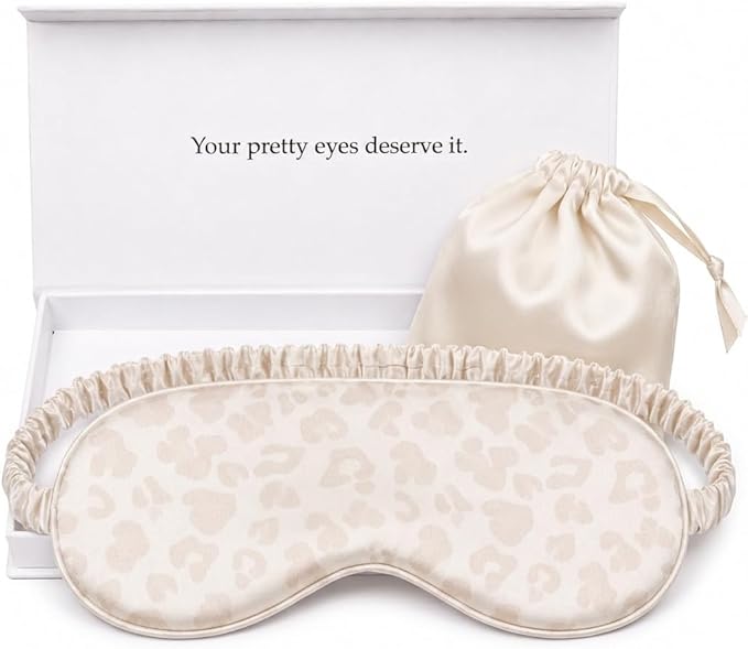 Silk Sleep Mask Light Blocking Luxury 100% Mulberry 22mm Silk Eye Mask Eye Cover Blindfold Ultra Soft Light & Comfy Anti Aging Skin Care with Travel Bag Gift Package