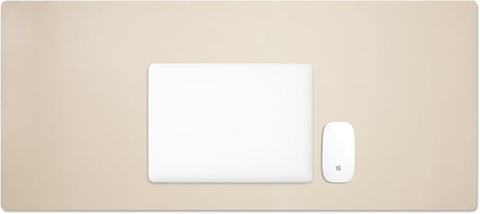 Leatherology Premium Dove Extra Long Modern Desk Pad, Fits Laptop or Monitor, Keyboard and Mouse, Made with Italian Leather