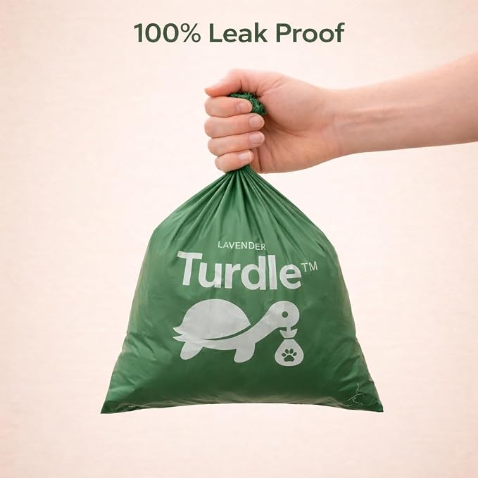 Turdle Dog Poop Bags Rolls, Certified Compostable Poop Bags for Dogs, Extra Thick Leak-Proof, BPI Certified (ASTM D6400), Lavender Scented, Plant-Based, 270 Count