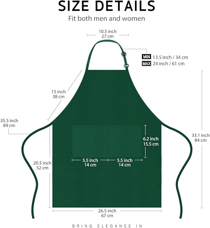 Syntus Apron for Men Women, Adjustable Cooking Kitchen Chef Aprons with 2 Pockets