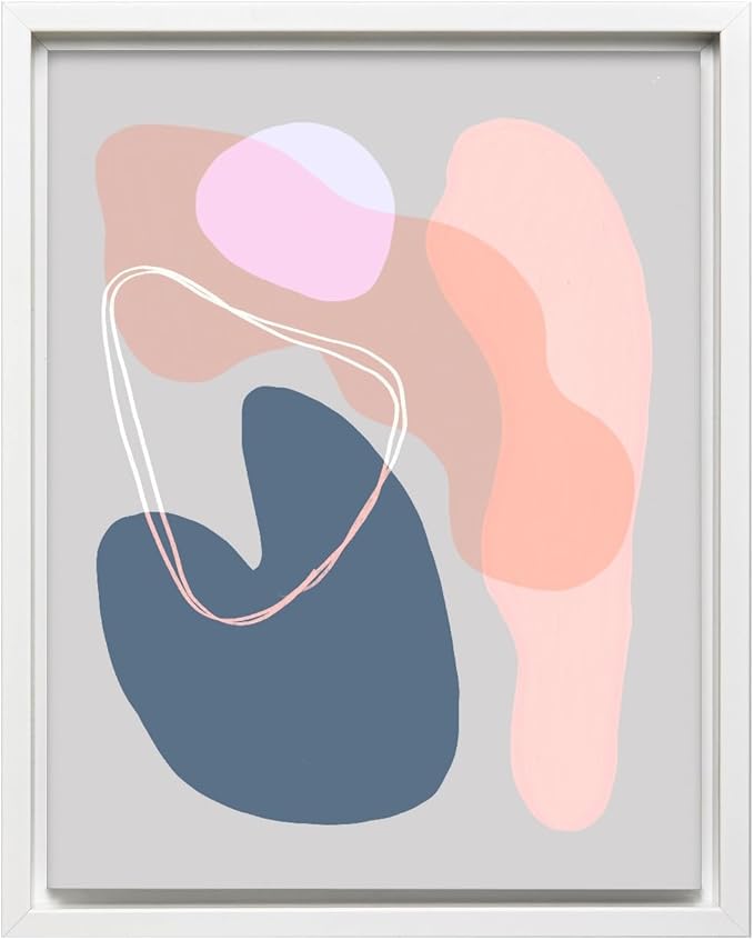 Monem Art Abstract Organic Shapes Print - Minimal Scandinavian Line Art Poster - Wall Decor for Living Room, Bedroom or Office - 16x20 White Framed CANVAS Wall Art by Mareike Bohmer