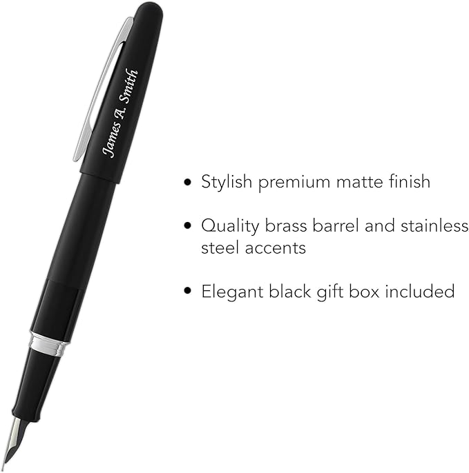 Goldspot Personalized Pilot Metropolitan Classic Fountain Pen in Custom Engraved Pen in Black