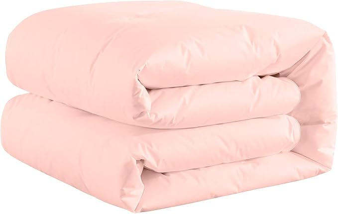 Feather and Loom Button Stitch Down Alternative All Seasons Comforter - Soft and Easy Care Microfiber Cover, Hypoallergenic High Loft Fiber Fill, Machine Washable Color: Blush Size: Full/Queen