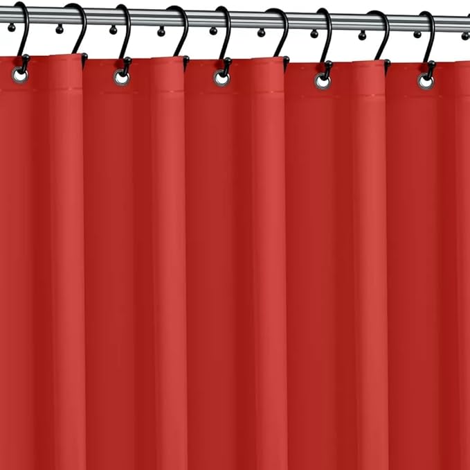 Dependable Industries inc. Essentials Premium 6 Guage EVA Shower Curtain Liner - PVC Free Magnetized Bottom Odorless with Rustproof Grommets (Red)