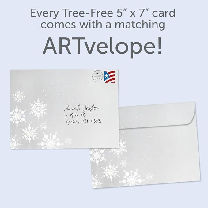 Tree-Free Greetings - Christmas Greeting Card - Artful Designs - 1 Card + Matching Envelope - Made in USA - 100% Recycled Paper - 5"x7" - Silver and Gold Christmas (GO65721)