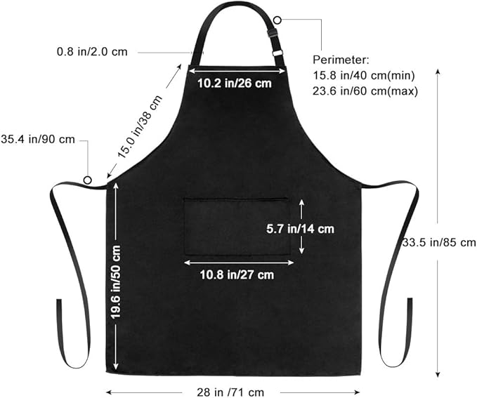 Jubatus 4 Pack 100% Cotton Aprons with 2 Pockets Cooking Chef Kitchen Adjustable Bib Apron for Women Men, Black
