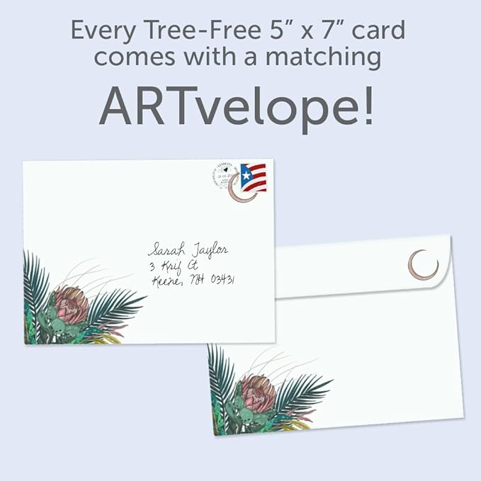 Tree-Free Greetings - All Occasion Cards - Artful Designs - 1 Card + Matching Envelope - Made in USA - 100% Recycled Paper - 5"x7" - Floral Moon (GO65214)