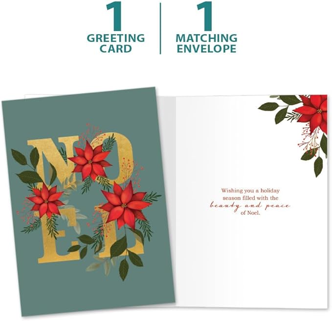 Tree-Free Greetings - Season's Greeting Card - Artful Designs - 1 Card + Matching Envelopes - Made in USA - 100% Recycled Paper - 5 x 7 - Peace of Noel (VO80674)