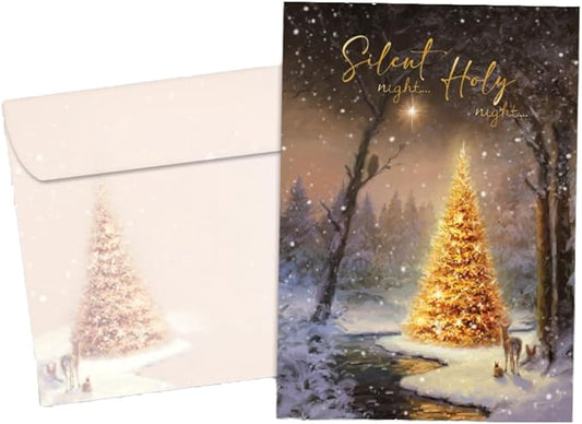 Tree-Free Greetings - Christmas Greeting Cards - Artful Designs - 12 Cards + Matching Envelopes - Made in USA - 100% Recycled Paper - 5"x7" - Calm and Bright (HP60512)