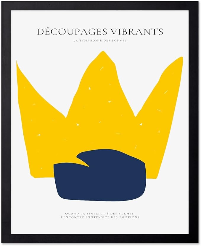 Monem Art Minimalist Crown Silhouette Print - Modern Abstract Shape Poster - Wall Decor for Living Room, Bedroom or Office - 16x20 Black Framed Wall Art by Rs Lab Studio