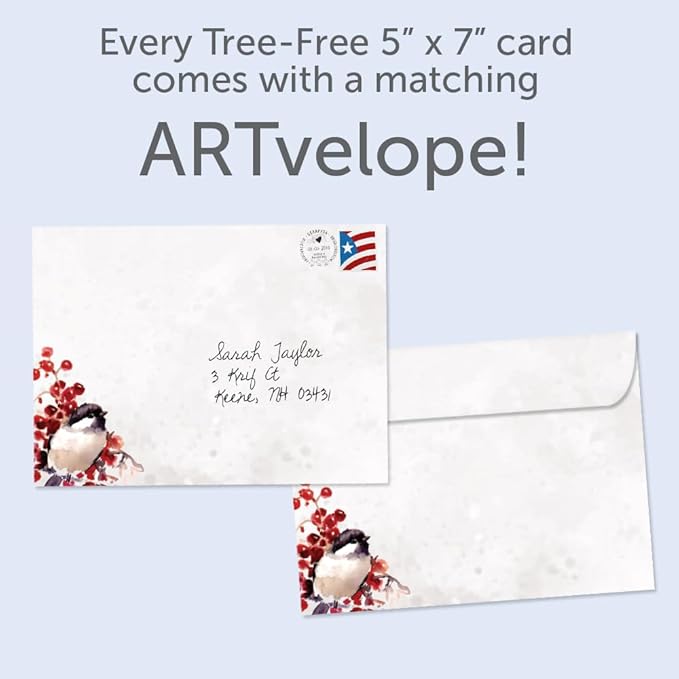 Tree-Free Greetings - Season's Greeting Cards - Artful Designs - 10 Cards + Matching Envelopes - Made in USA - 100% Recycled Paper - 5 x 7 - Peace in the World (HB54432)