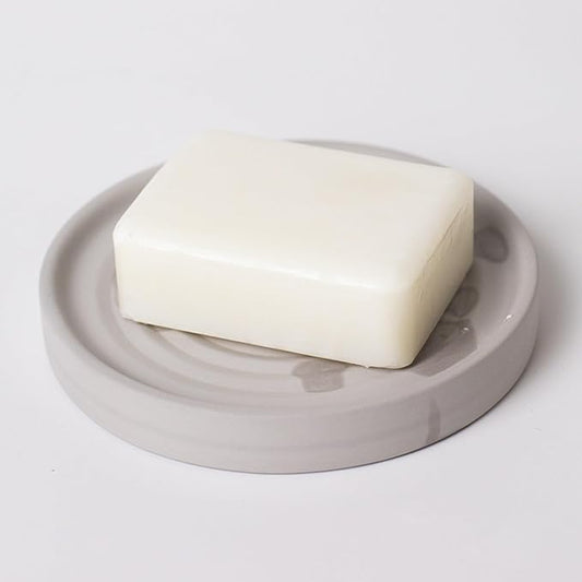 Natural Diatomite Soap Dish for Shower,Fast-Drying Bathroom Tray for Soap, Sponge, Hand Soap (Light Grey)