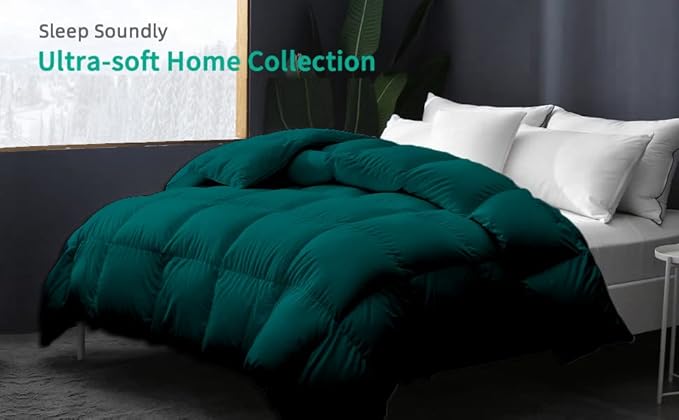 Eco Friendly Super Soft 116x98 Oversized King Down Alternative Comforter, Teal Box Pleated Thick 1000-TC Duvet Insert with 100% Cotton Cover, Fluffy King Comforter for All Season