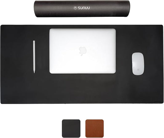 Desk Pad-Premium Full Grain Genuine Leather-Handmade with Cowhide Crazy Horse Leather-31.5x15.8in (Vintage Black)